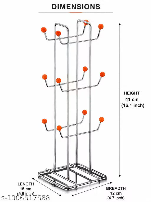 Stainless Steel Mug Stand and Cup Rack for 12 Cups