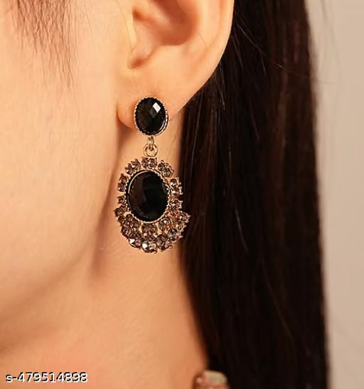 Black Crystal Drop Earrings
