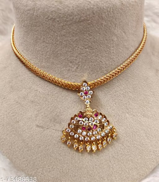 Gold Plated Lakshmi Attigai Panchaloha Style Necklace