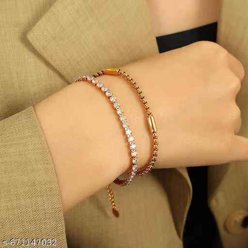 Double Layer Gold Cubic Zirconia Tennis Bracelet