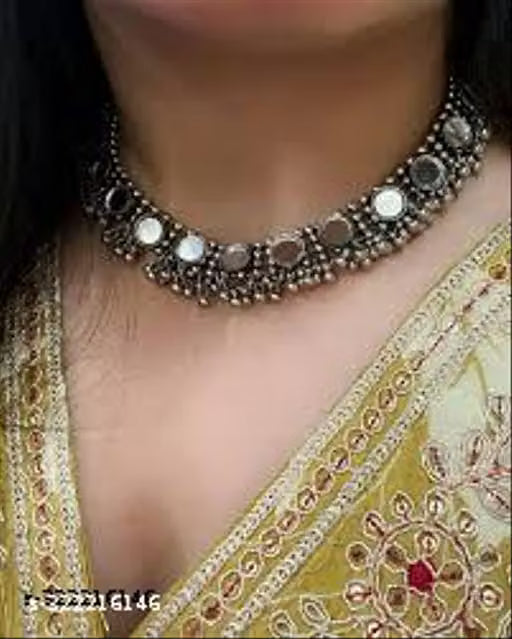 Silver Oxidised Traditional Statement Necklace