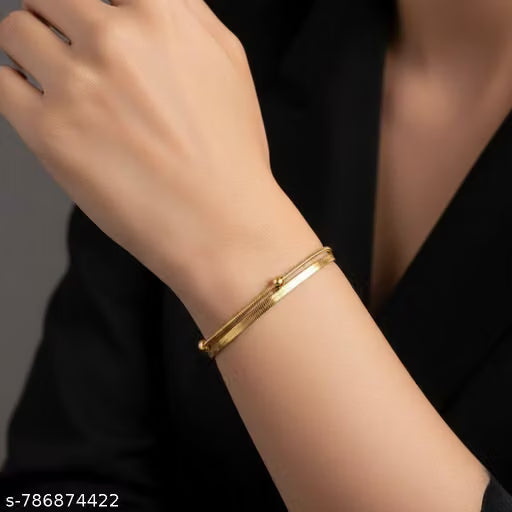 Gold Layered Snake Chain and Beaded Bracelet