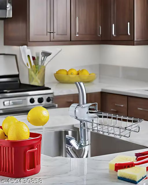 Adjustable Stainless Steel Sink Faucet Shelf and Caddy
