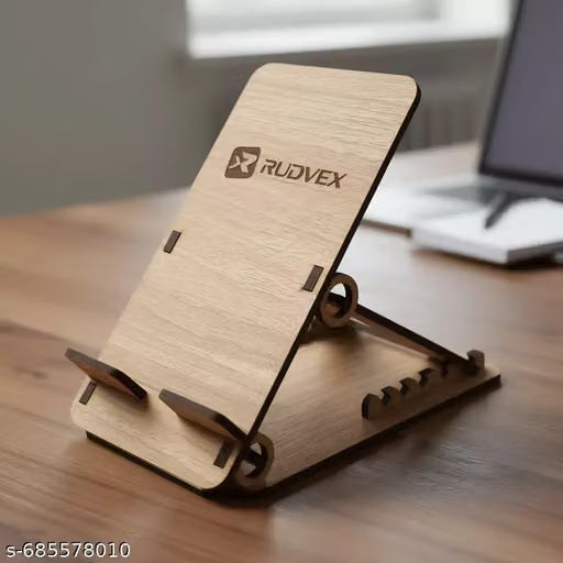 Adjustable Wooden Desktop Phone Stand with Charging Slot