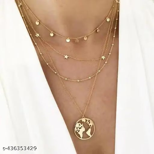 Sleek Gold Pendant Chain Necklace