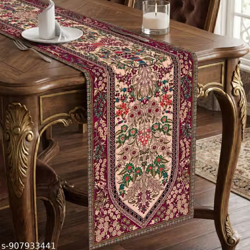 Double-Sided Floral Velvet Table Runner, 14 x 72 Inch
