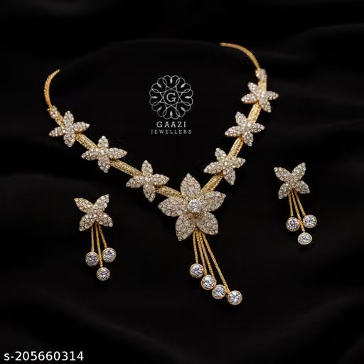 Gold Plated American Diamond Necklace Set