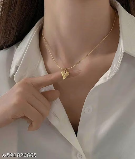 Gold Plated Little Heart Pendant Chain Necklace