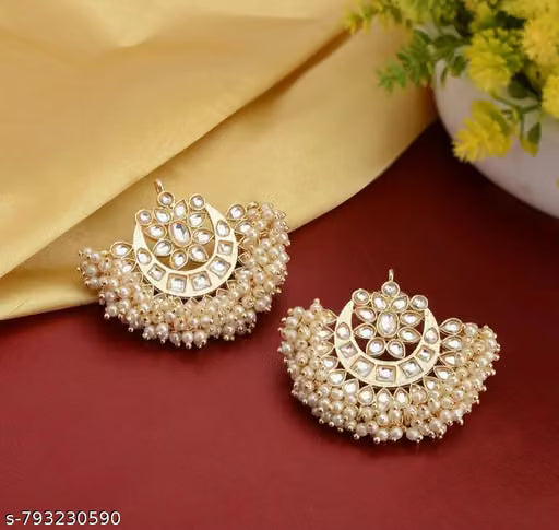 Gold Plated Meenamani Oversized Stud Earrings