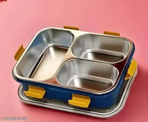 750ml 3-Compartment Lunch Box with Airtight Lid and Spoon