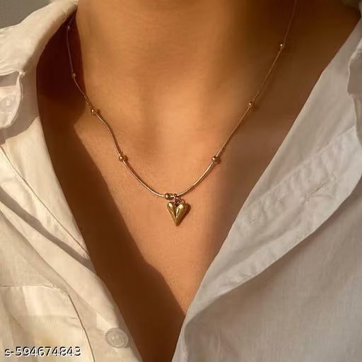 Gold Plated Tiny Heart Chain Necklace