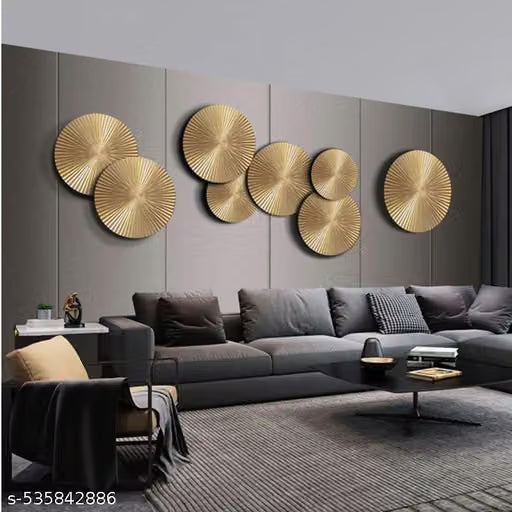 Gold Metal Decorative Wall Plates Set of 8