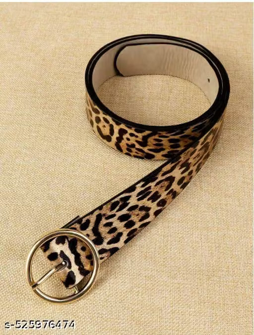 Women Printed Skinny Stretch Belt with Fancy Buckle