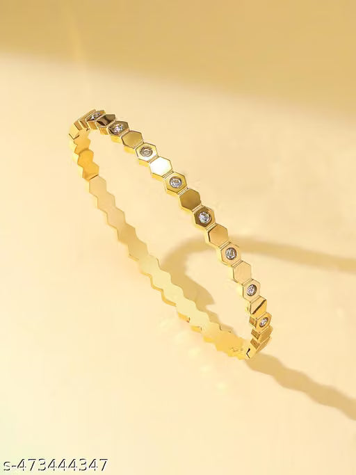 Gold Plated Cubic Zirconia Bangle Style Bracelet
