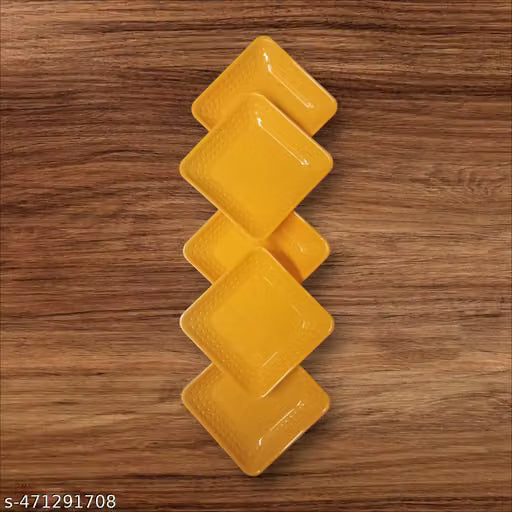 Yellow Plastic Snack Plates, Small Quarter Size, Set of 6