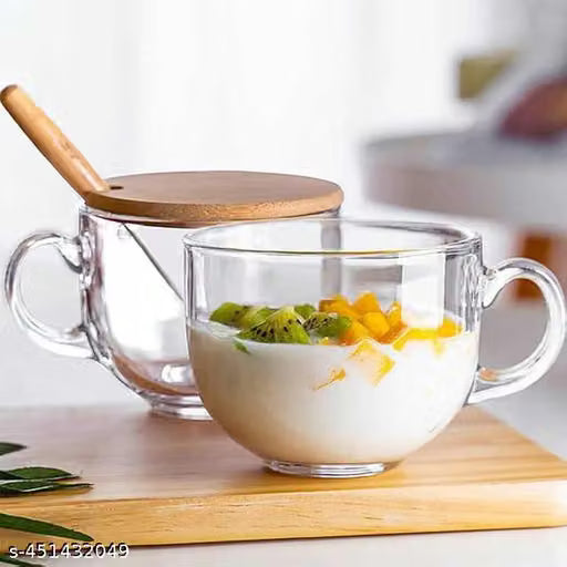 150ml Clear Glass Tea Cups with Handles – Set of 2