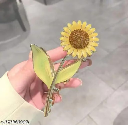 Yellow Sunflower Metal Hair Claw Clip