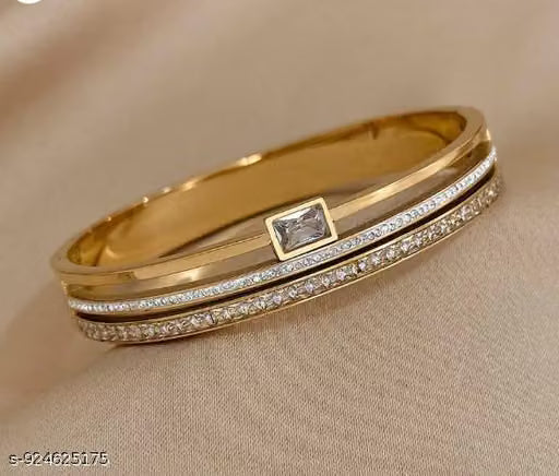 White Cubic Zirconia Gold Tennis Bracelet