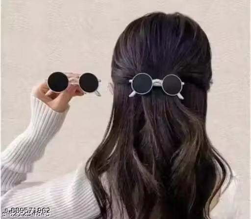 Silver Sunglasses Shape Metal Hair Barrette