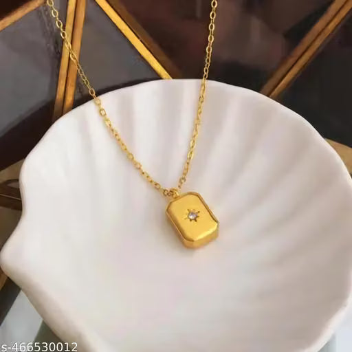 Gold Tone Stainless Steel Pendant Chain Necklace