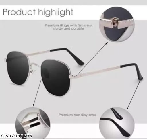 Black Square Metal Frame UV Protection Sunglasses
