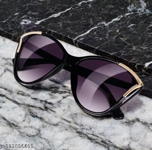 Black Cateye Wrap Frame Sunglasses