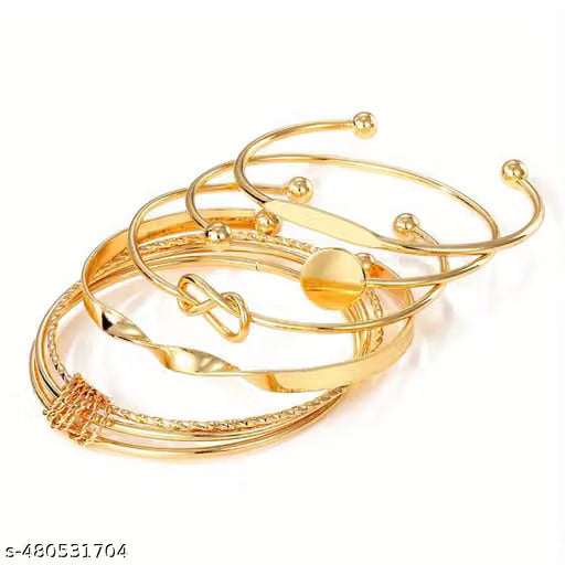 Twisted Gold Open Cuff Bangle Bracelet