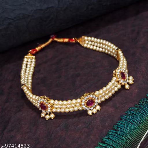 Pearl Two Layer Chinchpeti Ethnic Necklace