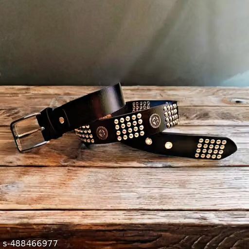 Men Textured Studded Casual Fashion Belt
