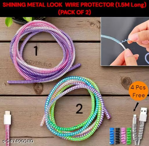 2-Piece 1.5-Metre Multicolour Spiral Cable Protector Set