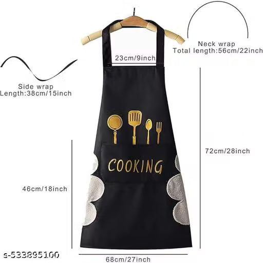Waterproof Kitchen Apron with Pockets and Side Hand Towel