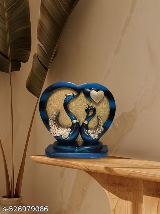 Swan Couple Figurine with Heart Base
