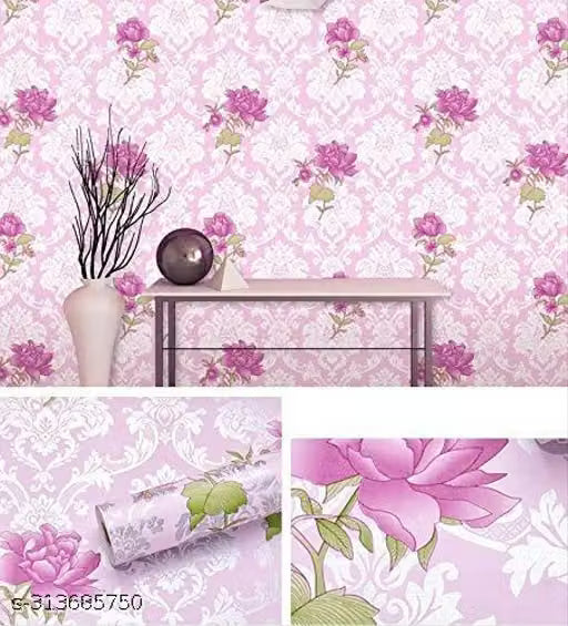 VRUKSHA DECORS 200X45CM SILVER ROSE SELF ADHESIVE WALLPAPER - 9 SQFT APPROX
