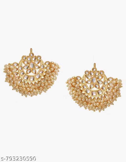 Gold Plated Meenamani Oversized Stud Earrings