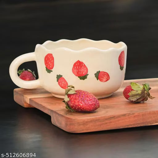 Strawberry Design Ceramic Cup with Handle