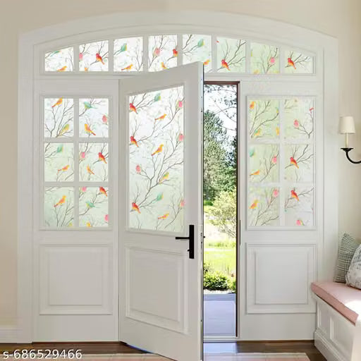 Window Films for Glass Privacy Frosted Window Glass Film Self Adhesive Decorative Window Sticker Home Office Glass Stickers for Doors/Bathroom/Living Room Color Birds 12X60INCH (AREA COVER 5SQFT)