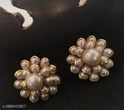 Gold Plated Pearl Stud Earrings