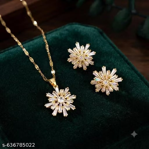 Gold Plated Bowknot Teardrop Pendant and Earring Set