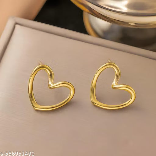 Gold Plated Heart Stud Earrings