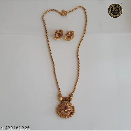 Gold Plated Pendant Haram with Matching Earrings