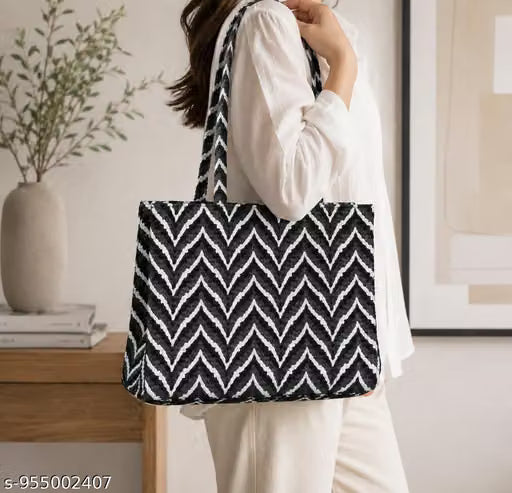 Printed Canvas Tote Handbag