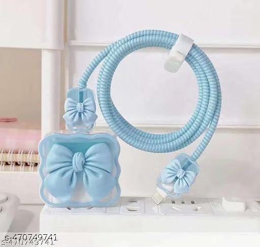 Blue 360-Degree iPhone Charger Adapter and Cable Protector Set