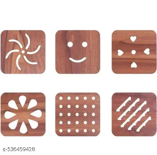 6-Piece Wooden Bamboo Trivet and Coaster Set for Hot Pots