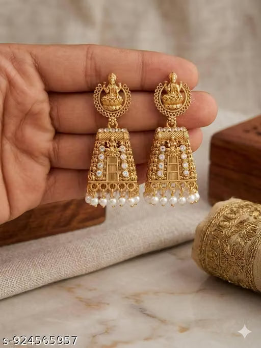 Gold Tone Kashmiri Style Jhumka Earrings