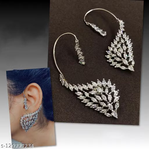 Silver Plated Glitter Crystal Ear Cuff