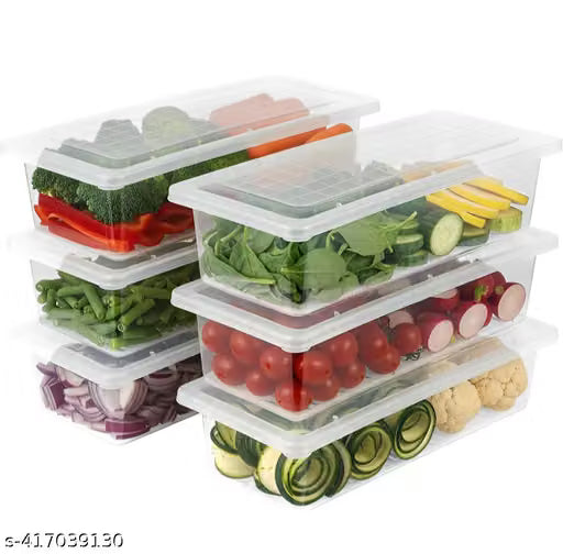 Set of 4 Food Storage Containers with Drain Plates and Lids