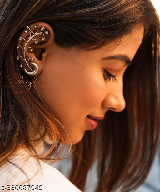 Oxidised Silver Minimal Ear Cuff