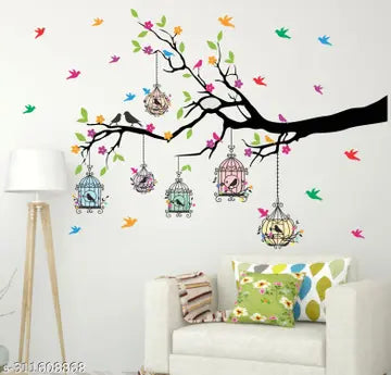 Tree and Flowers PVC Wall Sticker 127x84 cm