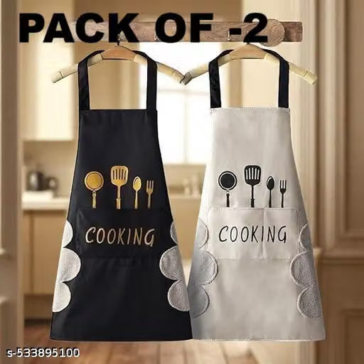 Waterproof Kitchen Apron with Pockets and Side Hand Towel