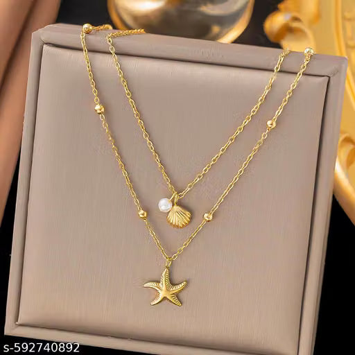 Gold Plated Seashell Charm Necklace